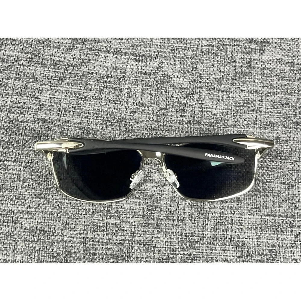 Panama Jack Mens Silver Metal Sport Sunglasses Black Blue NS0521 14524SPJ040